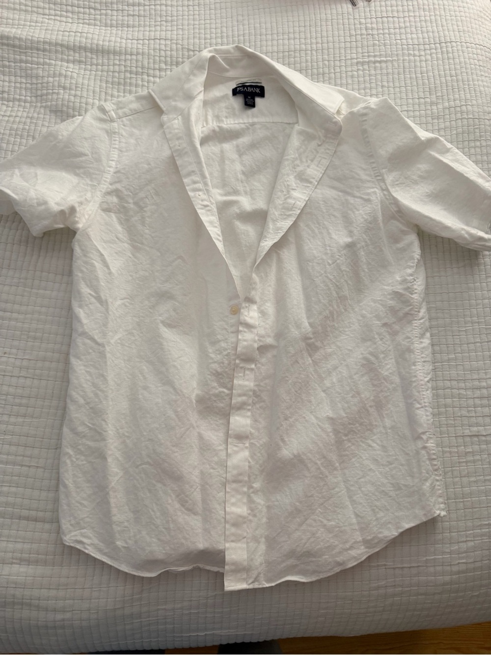 Jos. A. Bank white linen & cotton button-up shirt